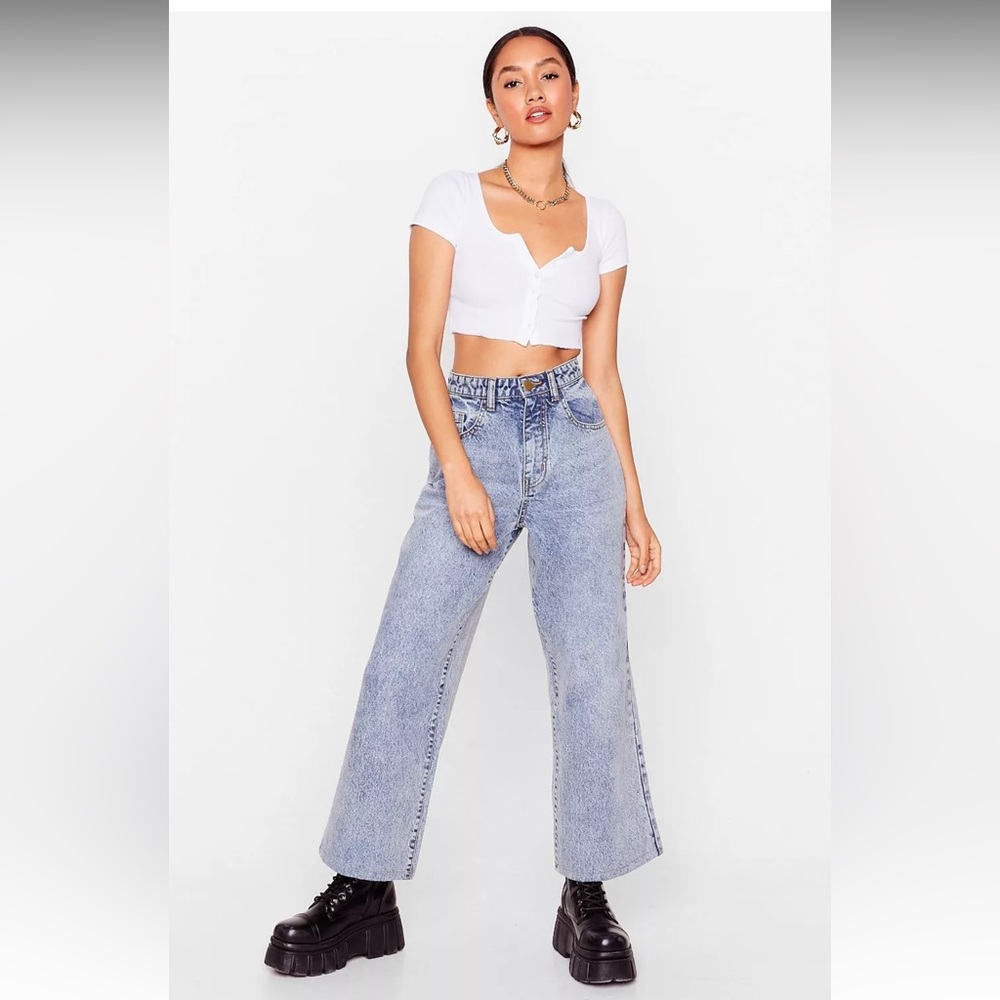 Nasty Gal Stride Out Petite Wide-Leg Jeans